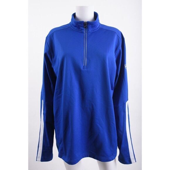 Under Armour Mens 1/2 Zip Pullover Sweatshirt XL Blue Loose Fit Polyester - Picture 1 of 6